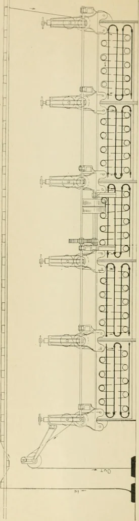 An illustration from The coal tar colours of Farbwerke vorm. Meister Lucius & Brüning : Hoechst on Main : and their application in dyeing cotton and other vegetable fibres, 1907, leaf 65