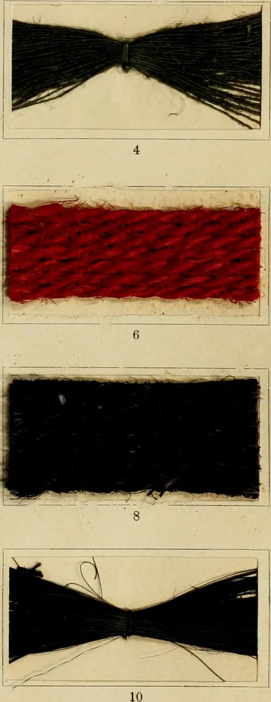 An illustration from The coal tar colours of Farbwerke vorm. Meister Lucius & Brüning : Hoechst on Main : and their application in dyeing cotton and other vegetable fibres, 1907, leaf 112