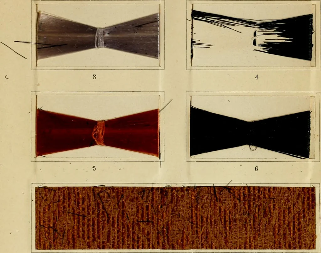 An illustration from The coal tar colours of Farbwerke vorm. Meister Lucius & Brüning : Hoechst on Main : and their application in dyeing cotton and other vegetable fibres, 1907, leaf 118