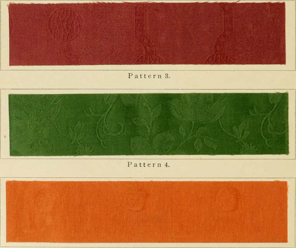 An illustration from The coal tar colours of Farbwerke vorm. Meister Lucius & Brüning : Hoechst on Main : and their application in dyeing cotton and other vegetable fibres, 1907, leaf 149