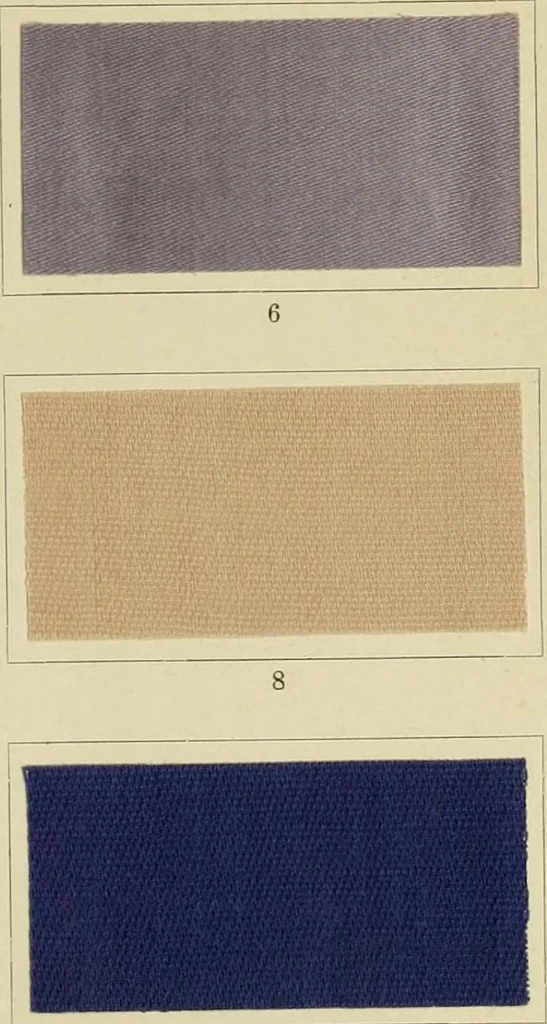 An illustration from The coal tar colours of Farbwerke vorm. Meister Lucius & Brüning : Hoechst on Main : and their application in dyeing cotton and other vegetable fibres, 1907, leaf 28