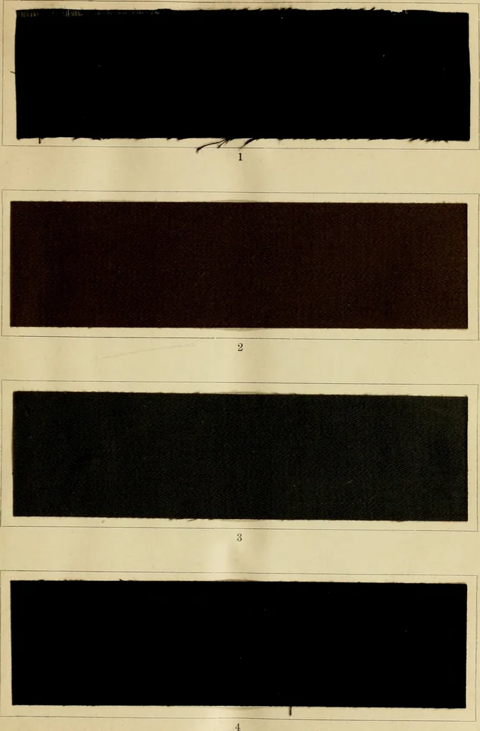 An illustration from The coal tar colours of Farbwerke vorm. Meister Lucius & Brüning : Hoechst on Main : and their application in dyeing cotton and other vegetable fibres, 1907, leaf 40