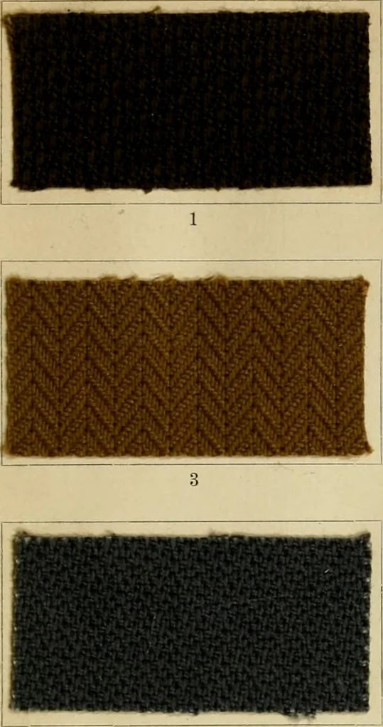 An illustration from The coal tar colours of Farbwerke vorm. Meister Lucius & Brüning : Hoechst on Main : and their application in dyeing cotton and other vegetable fibres, 1907, leaf 44