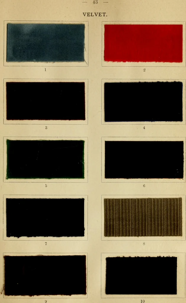 An illustration from The coal tar colours of Farbwerke vorm. Meister Lucius & Brüning : Hoechst on Main : and their application in dyeing cotton and other vegetable fibres, 1907, leaf 50