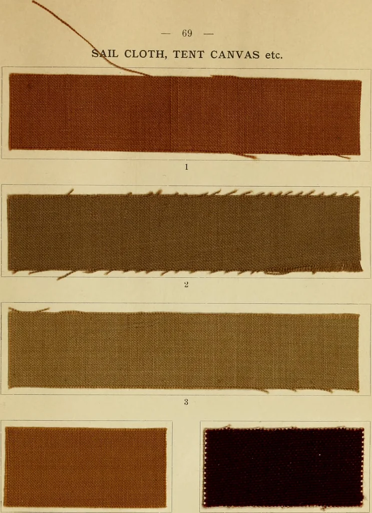An illustration from The coal tar colours of Farbwerke vorm. Meister Lucius & Brüning : Hoechst on Main : and their application in dyeing cotton and other vegetable fibres, 1907, leaf 76
