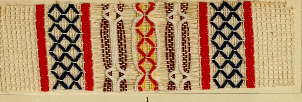 An illustration from The coal tar colours of Farbwerke vorm. Meister Lucius & Brüning : Hoechst on Main : and their application in dyeing cotton and other vegetable fibres, 1907, leaf 80