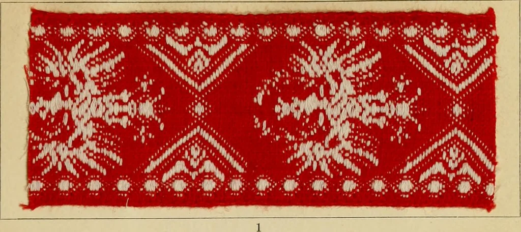 An illustration from The coal tar colours of Farbwerke vorm. Meister Lucius & Brüning : Hoechst on Main : and their application in dyeing cotton and other vegetable fibres, 1907, leaf 90
