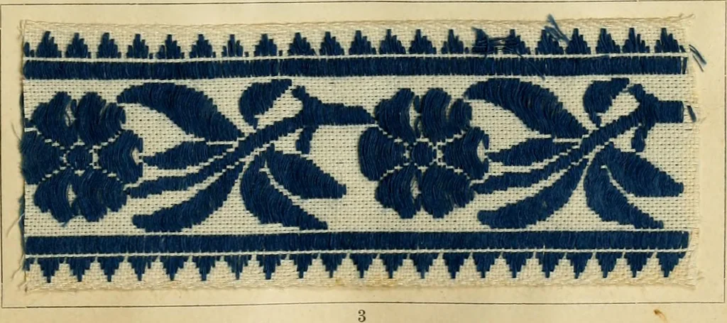 An illustration from The coal tar colours of Farbwerke vorm. Meister Lucius & Brüning : Hoechst on Main : and their application in dyeing cotton and other vegetable fibres, 1907, leaf 90