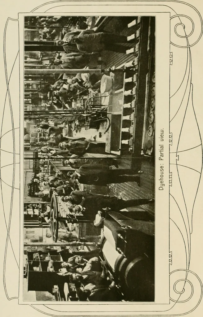 An illustration from The coal tar colours of Farbwerke vorm. Meister Lucius & Brüning, Hoechst on Main, Germany and their application in wool dyeing, 1910, leaf 5