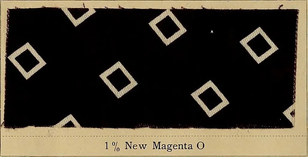 An illustration from The coal tar colours of Farbwerke vorm. Meister, Lucius & Brüning, Hoechst on Main, Germany, applied in calico printing, 1908, leaf 107