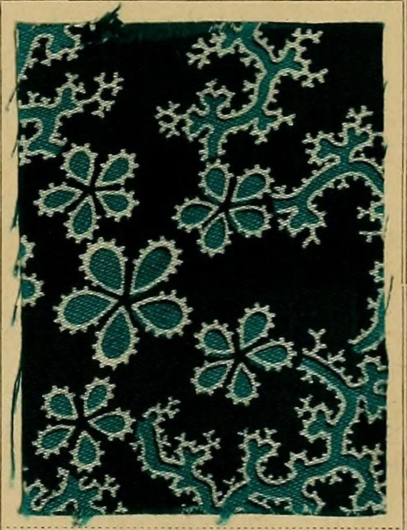An illustration from The coal tar colours of Farbwerke vorm. Meister, Lucius & Brüning, Hoechst on Main, Germany, applied in calico printing, 1908, leaf 126
