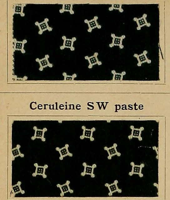 An illustration from The coal tar colours of Farbwerke vorm. Meister, Lucius & Brüning, Hoechst on Main, Germany, applied in calico printing, 1908, leaf 141