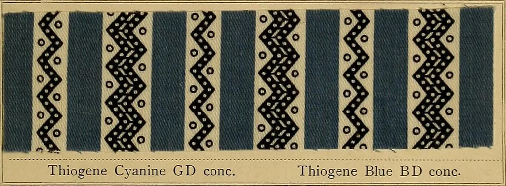 An illustration from The coal tar colours of Farbwerke vorm. Meister, Lucius & Brüning, Hoechst on Main, Germany, applied in calico printing, 1908, leaf 234