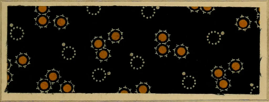 An illustration from The coal tar colours of Farbwerke vorm. Meister, Lucius & Brüning, Hoechst on Main, Germany, applied in calico printing, 1908, leaf 270