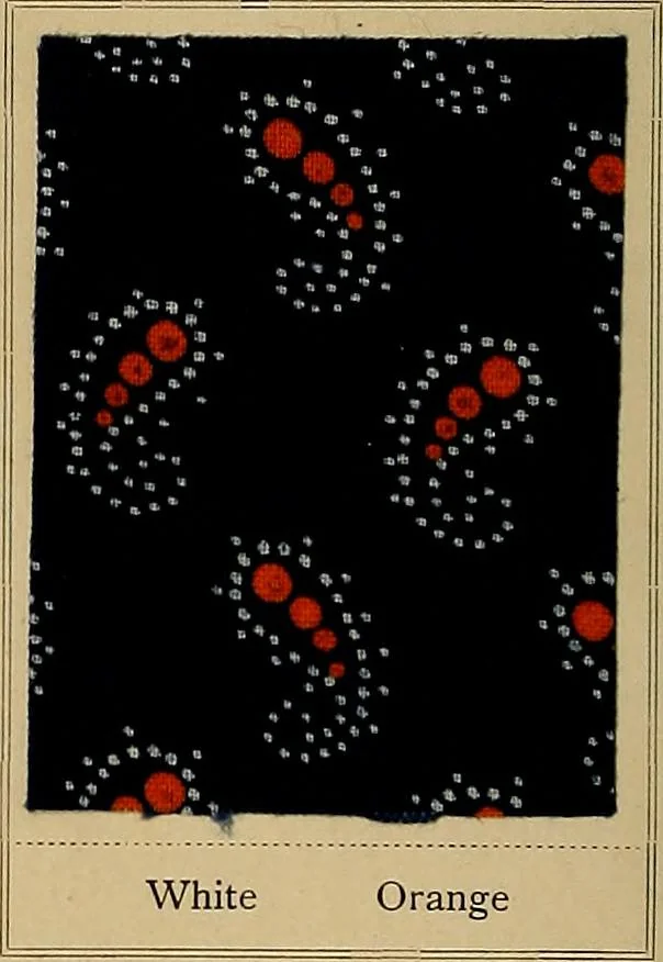 An illustration from The coal tar colours of Farbwerke vorm. Meister, Lucius & Brüning, Hoechst on Main, Germany, applied in calico printing, 1908, leaf 289