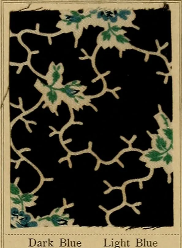 An illustration from The coal tar colours of Farbwerke vorm. Meister, Lucius & Brüning, Hoechst on Main, Germany, applied in calico printing, 1908, leaf 316