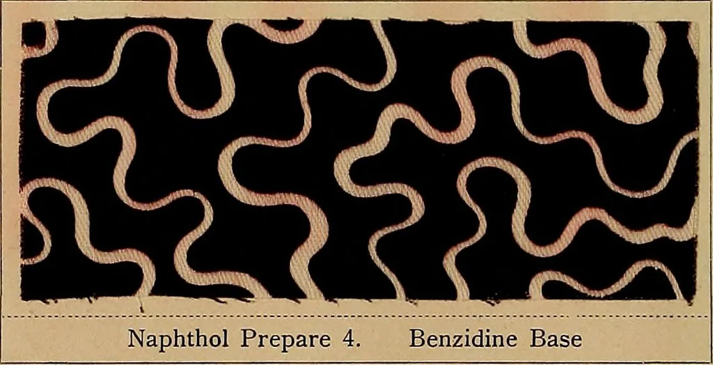 An illustration from The coal tar colours of Farbwerke vorm. Meister, Lucius & Brüning, Hoechst on Main, Germany, applied in calico printing, 1908, leaf 351