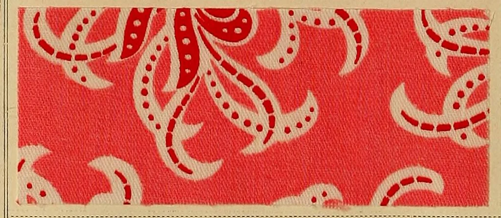 An illustration from The coal tar colours of Farbwerke vorm. Meister, Lucius & Brüning, Hoechst on Main, Germany, applied in calico printing, 1908, leaf 353
