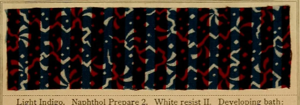 An illustration from The coal tar colours of Farbwerke vorm. Meister, Lucius & Brüning, Hoechst on Main, Germany, applied in calico printing, 1908, leaf 370