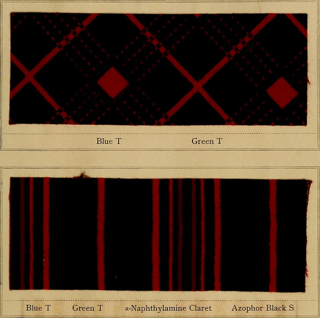 An illustration from The coal tar colours of Farbwerke vorm. Meister, Lucius & Brüning, Hoechst on Main, Germany, applied in calico printing, 1908, leaf 372