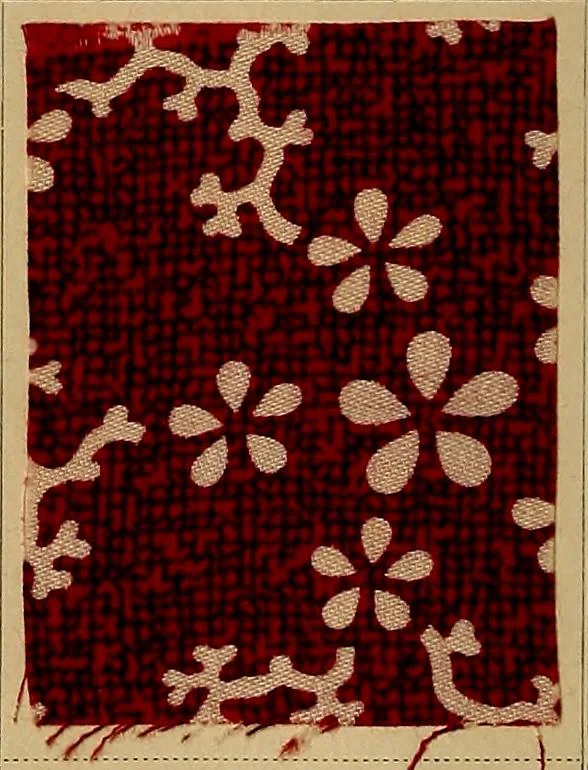 An illustration from The coal tar colours of Farbwerke vorm. Meister, Lucius & Brüning, Hoechst on Main, Germany, applied in calico printing, 1908, leaf 385