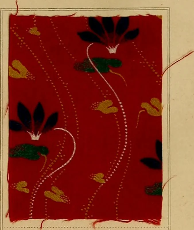 An illustration from The coal tar colours of Farbwerke vorm. Meister, Lucius & Brüning, Hoechst on Main, Germany, applied in calico printing, 1908, leaf 386