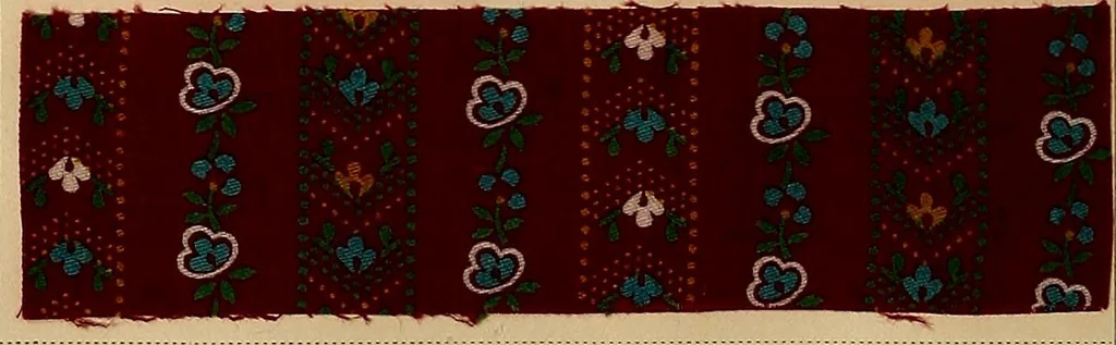 An illustration from The coal tar colours of Farbwerke vorm. Meister, Lucius & Brüning, Hoechst on Main, Germany, applied in calico printing, 1908, leaf 387