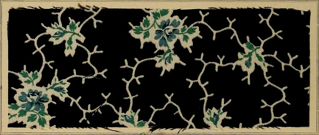 An illustration from The coal tar colours of Farbwerke vorm. Meister, Lucius & Brüning, Hoechst on Main, Germany, applied in calico printing, 1908, leaf 39
