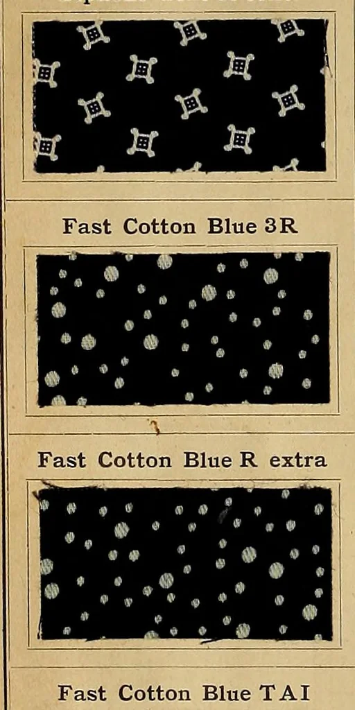 An illustration from The coal tar colours of Farbwerke vorm. Meister, Lucius & Brüning, Hoechst on Main, Germany, applied in calico printing, 1908, leaf 89
