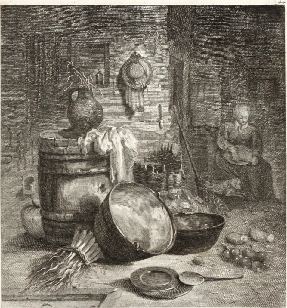 An illustration from Collection de cent-vingt estampes, gravée d'après les tableaux & dessins qui composoient le cabinet de m. Poullain ... précédée d'un abrégé historique de la vie des auteurs qui la composent ... Cette suite a été exécutée sous la direction du sieur Fr. Basan ... par de jeunes artistes des deux sexes, dont les talens se font connoître & accroissent de jour en jour. Le sr. Moitte ... en avoit fait les dessins, d'après les tableaux .., 1781, leaf 114