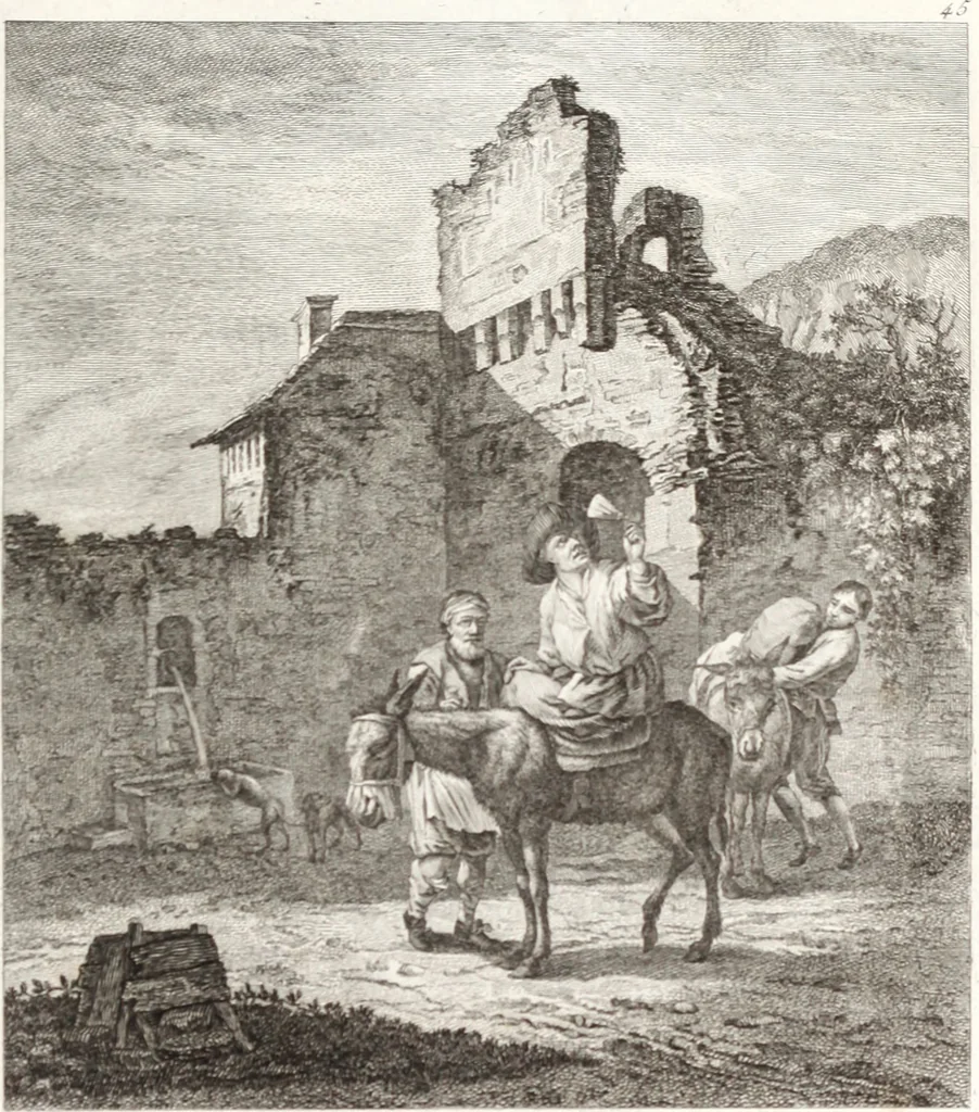 An illustration from Collection de cent-vingt estampes, gravée d'après les tableaux & dessins qui composoient le cabinet de m. Poullain ... précédée d'un abrégé historique de la vie des auteurs qui la composent ... Cette suite a été exécutée sous la direction du sieur Fr. Basan ... par de jeunes artistes des deux sexes, dont les talens se font connoître & accroissent de jour en jour. Le sr. Moitte ... en avoit fait les dessins, d'après les tableaux .., 1781, leaf 116