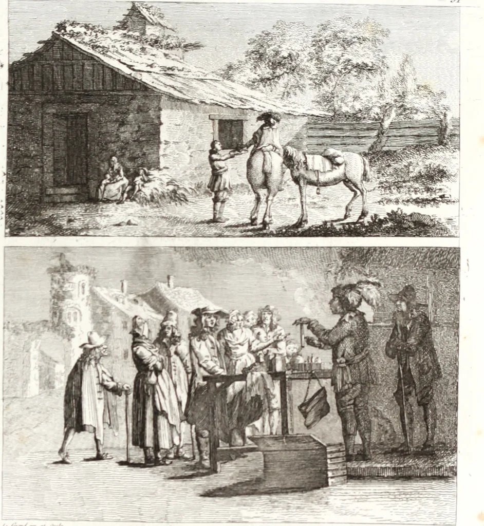 An illustration from Collection de cent-vingt estampes, gravée d'après les tableaux & dessins qui composoient le cabinet de m. Poullain ... précédée d'un abrégé historique de la vie des auteurs qui la composent ... Cette suite a été exécutée sous la direction du sieur Fr. Basan ... par de jeunes artistes des deux sexes, dont les talens se font connoître & accroissent de jour en jour. Le sr. Moitte ... en avoit fait les dessins, d'après les tableaux .., 1781, leaf 128