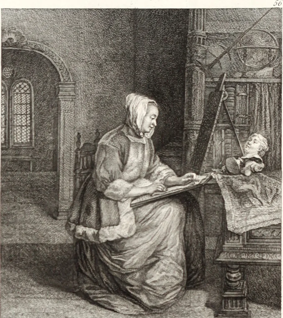 An illustration from Collection de cent-vingt estampes, gravée d'après les tableaux & dessins qui composoient le cabinet de m. Poullain ... précédée d'un abrégé historique de la vie des auteurs qui la composent ... Cette suite a été exécutée sous la direction du sieur Fr. Basan ... par de jeunes artistes des deux sexes, dont les talens se font connoître & accroissent de jour en jour. Le sr. Moitte ... en avoit fait les dessins, d'après les tableaux .., 1781, leaf 138