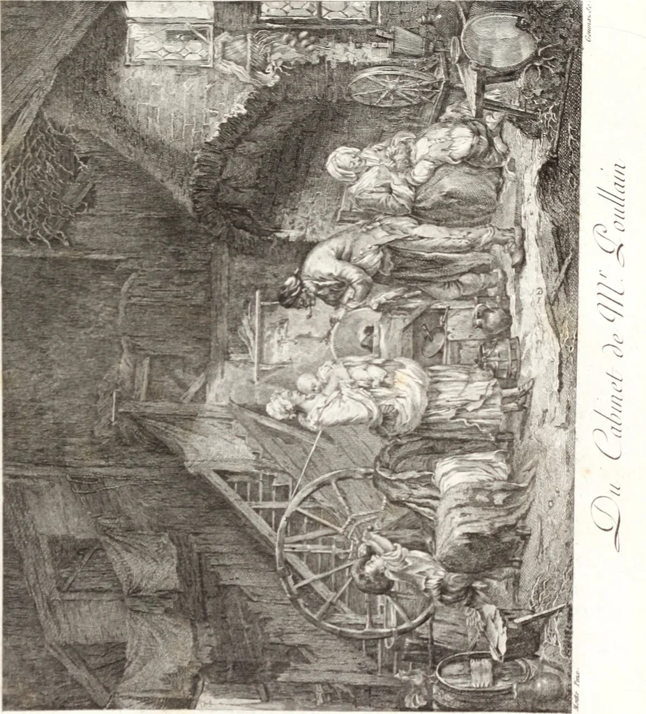 An illustration from Collection de cent-vingt estampes, gravée d'après les tableaux & dessins qui composoient le cabinet de m. Poullain ... précédée d'un abrégé historique de la vie des auteurs qui la composent ... Cette suite a été exécutée sous la direction du sieur Fr. Basan ... par de jeunes artistes des deux sexes, dont les talens se font connoître & accroissent de jour en jour. Le sr. Moitte ... en avoit fait les dessins, d'après les tableaux .., 1781, leaf 146