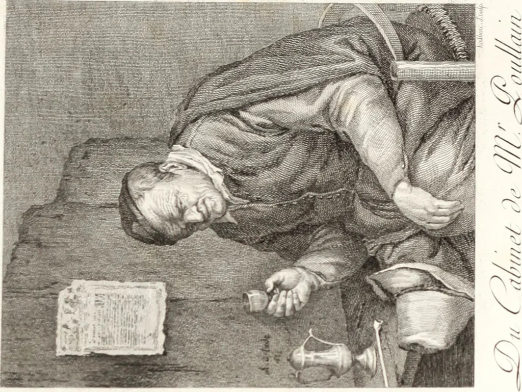 An illustration from Collection de cent-vingt estampes, gravée d'après les tableaux & dessins qui composoient le cabinet de m. Poullain ... précédée d'un abrégé historique de la vie des auteurs qui la composent ... Cette suite a été exécutée sous la direction du sieur Fr. Basan ... par de jeunes artistes des deux sexes, dont les talens se font connoître & accroissent de jour en jour. Le sr. Moitte ... en avoit fait les dessins, d'après les tableaux .., 1781, leaf 152