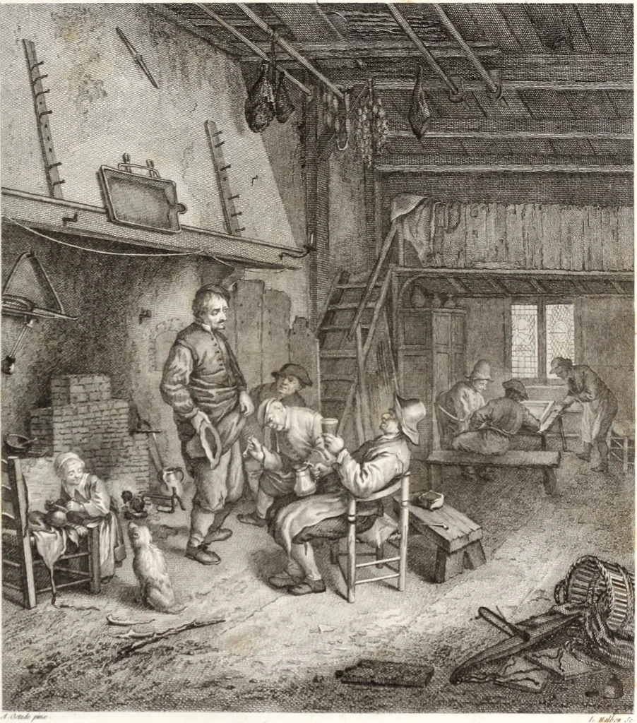 An illustration from Collection de cent-vingt estampes, gravée d'après les tableaux & dessins qui composoient le cabinet de m. Poullain ... précédée d'un abrégé historique de la vie des auteurs qui la composent ... Cette suite a été exécutée sous la direction du sieur Fr. Basan ... par de jeunes artistes des deux sexes, dont les talens se font connoître & accroissent de jour en jour. Le sr. Moitte ... en avoit fait les dessins, d'après les tableaux .., 1781, leaf 154