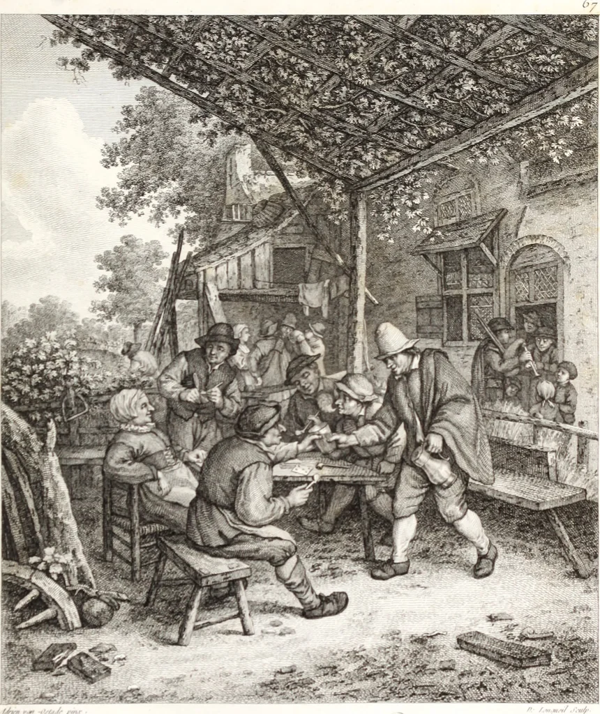 An illustration from Collection de cent-vingt estampes, gravée d'après les tableaux & dessins qui composoient le cabinet de m. Poullain ... précédée d'un abrégé historique de la vie des auteurs qui la composent ... Cette suite a été exécutée sous la direction du sieur Fr. Basan ... par de jeunes artistes des deux sexes, dont les talens se font connoître & accroissent de jour en jour. Le sr. Moitte ... en avoit fait les dessins, d'après les tableaux .., 1781, leaf 156