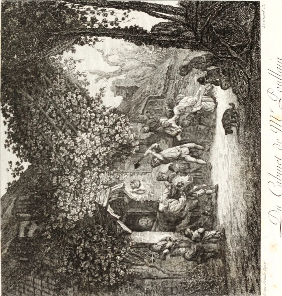 An illustration from Collection de cent-vingt estampes, gravée d'après les tableaux & dessins qui composoient le cabinet de m. Poullain ... précédée d'un abrégé historique de la vie des auteurs qui la composent ... Cette suite a été exécutée sous la direction du sieur Fr. Basan ... par de jeunes artistes des deux sexes, dont les talens se font connoître & accroissent de jour en jour. Le sr. Moitte ... en avoit fait les dessins, d'après les tableaux .., 1781, leaf 162