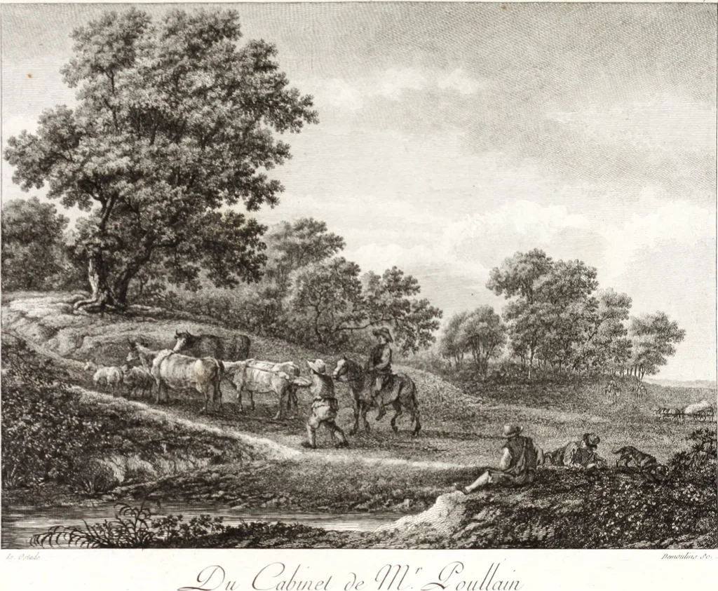 An illustration from Collection de cent-vingt estampes, gravée d'après les tableaux & dessins qui composoient le cabinet de m. Poullain ... précédée d'un abrégé historique de la vie des auteurs qui la composent ... Cette suite a été exécutée sous la direction du sieur Fr. Basan ... par de jeunes artistes des deux sexes, dont les talens se font connoître & accroissent de jour en jour. Le sr. Moitte ... en avoit fait les dessins, d'après les tableaux .., 1781, leaf 164