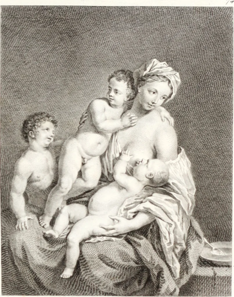 An illustration from Collection de cent-vingt estampes, gravée d'après les tableaux & dessins qui composoient le cabinet de m. Poullain ... précédée d'un abrégé historique de la vie des auteurs qui la composent ... Cette suite a été exécutée sous la direction du sieur Fr. Basan ... par de jeunes artistes des deux sexes, dont les talens se font connoître & accroissent de jour en jour. Le sr. Moitte ... en avoit fait les dessins, d'après les tableaux .., 1781, leaf 170