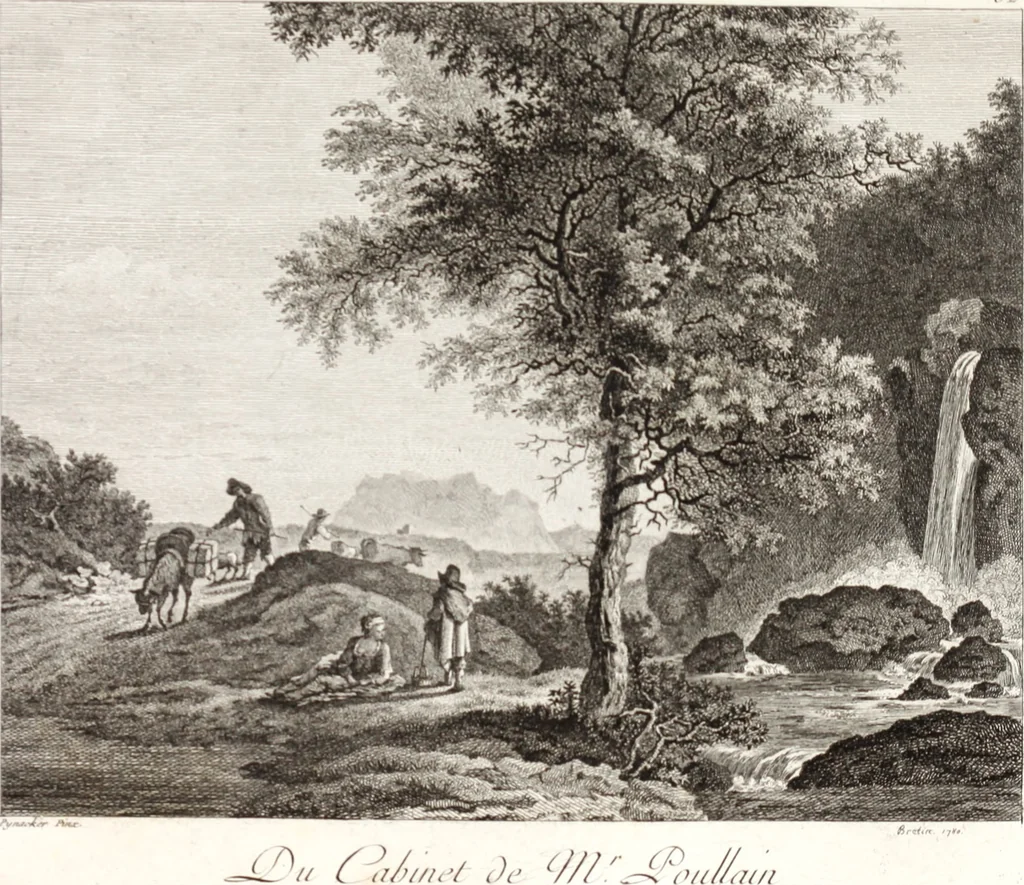 An illustration from Collection de cent-vingt estampes, gravée d'après les tableaux & dessins qui composoient le cabinet de m. Poullain ... précédée d'un abrégé historique de la vie des auteurs qui la composent ... Cette suite a été exécutée sous la direction du sieur Fr. Basan ... par de jeunes artistes des deux sexes, dont les talens se font connoître & accroissent de jour en jour. Le sr. Moitte ... en avoit fait les dessins, d'après les tableaux .., 1781, leaf 184