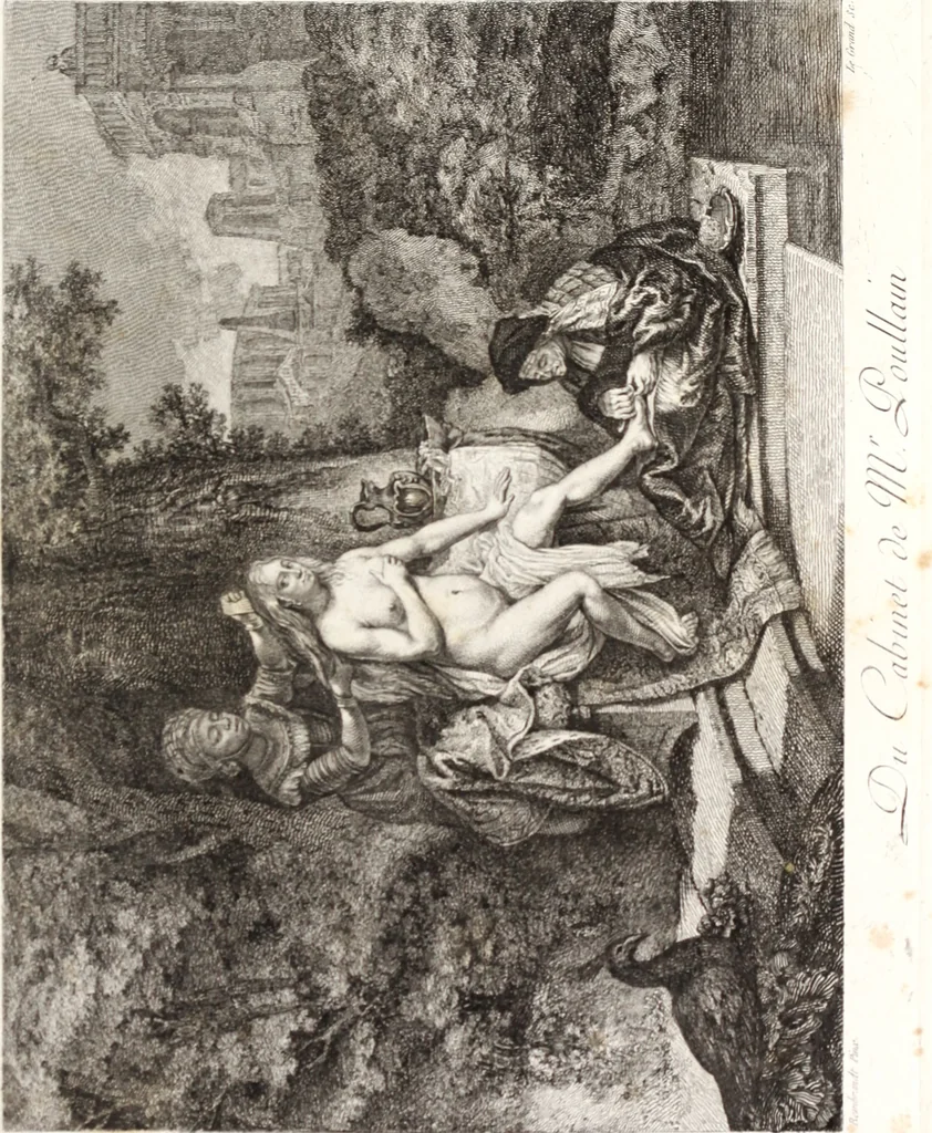 An illustration from Collection de cent-vingt estampes, gravée d'après les tableaux & dessins qui composoient le cabinet de m. Poullain ... précédée d'un abrégé historique de la vie des auteurs qui la composent ... Cette suite a été exécutée sous la direction du sieur Fr. Basan ... par de jeunes artistes des deux sexes, dont les talens se font connoître & accroissent de jour en jour. Le sr. Moitte ... en avoit fait les dessins, d'après les tableaux .., 1781, leaf 188