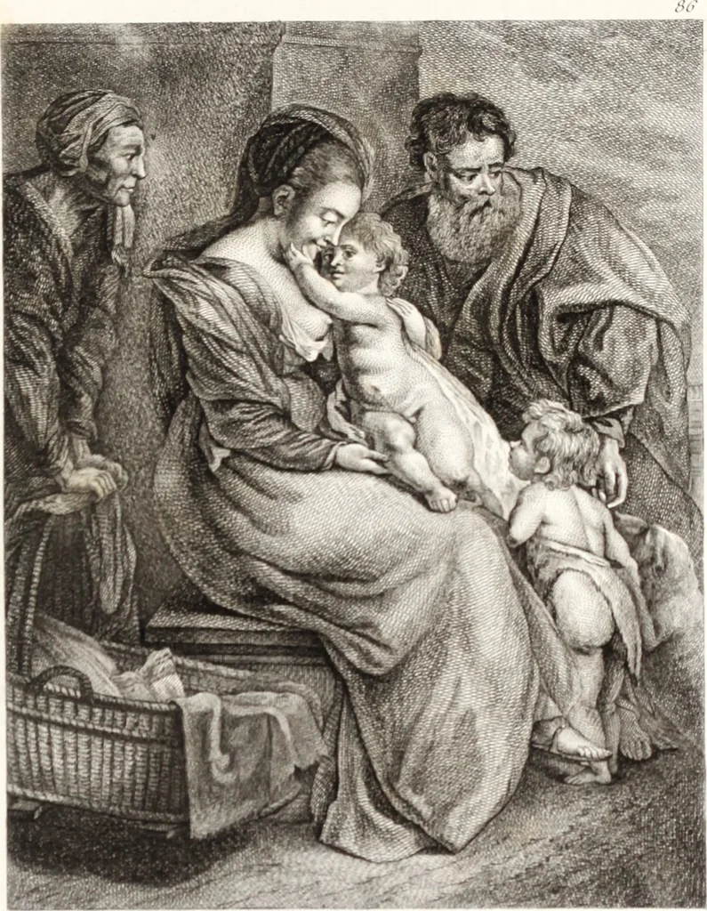 An illustration from Collection de cent-vingt estampes, gravée d'après les tableaux & dessins qui composoient le cabinet de m. Poullain ... précédée d'un abrégé historique de la vie des auteurs qui la composent ... Cette suite a été exécutée sous la direction du sieur Fr. Basan ... par de jeunes artistes des deux sexes, dont les talens se font connoître & accroissent de jour en jour. Le sr. Moitte ... en avoit fait les dessins, d'après les tableaux .., 1781, leaf 192