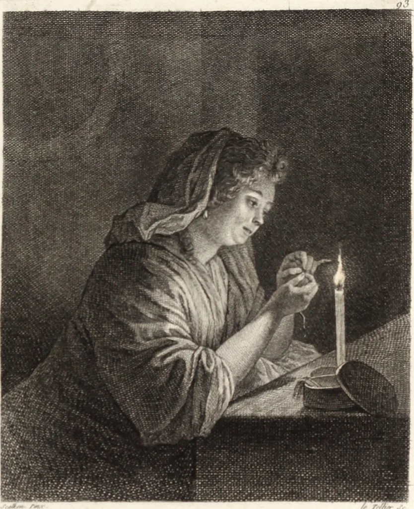 An illustration from Collection de cent-vingt estampes, gravée d'après les tableaux & dessins qui composoient le cabinet de m. Poullain ... précédée d'un abrégé historique de la vie des auteurs qui la composent ... Cette suite a été exécutée sous la direction du sieur Fr. Basan ... par de jeunes artistes des deux sexes, dont les talens se font connoître & accroissent de jour en jour. Le sr. Moitte ... en avoit fait les dessins, d'après les tableaux .., 1781, leaf 206