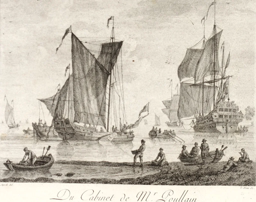 An illustration from Collection de cent-vingt estampes, gravée d'après les tableaux & dessins qui composoient le cabinet de m. Poullain ... précédée d'un abrégé historique de la vie des auteurs qui la composent ... Cette suite a été exécutée sous la direction du sieur Fr. Basan ... par de jeunes artistes des deux sexes, dont les talens se font connoître & accroissent de jour en jour. Le sr. Moitte ... en avoit fait les dessins, d'après les tableaux .., 1781, leaf 212