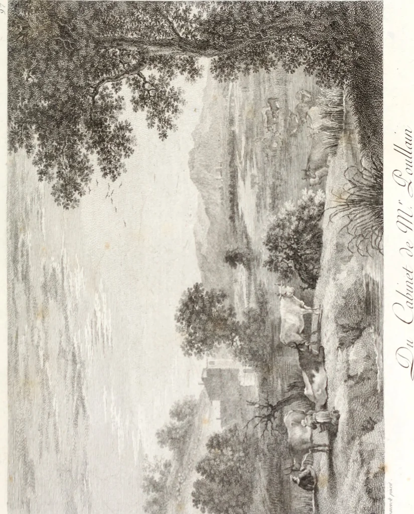 An illustration from Collection de cent-vingt estampes, gravée d'après les tableaux & dessins qui composoient le cabinet de m. Poullain ... précédée d'un abrégé historique de la vie des auteurs qui la composent ... Cette suite a été exécutée sous la direction du sieur Fr. Basan ... par de jeunes artistes des deux sexes, dont les talens se font connoître & accroissent de jour en jour. Le sr. Moitte ... en avoit fait les dessins, d'après les tableaux .., 1781, leaf 214