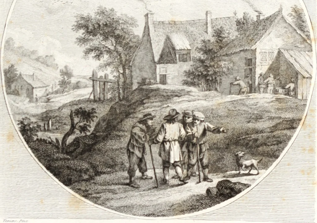 An illustration from Collection de cent-vingt estampes, gravée d'après les tableaux & dessins qui composoient le cabinet de m. Poullain ... précédée d'un abrégé historique de la vie des auteurs qui la composent ... Cette suite a été exécutée sous la direction du sieur Fr. Basan ... par de jeunes artistes des deux sexes, dont les talens se font connoître & accroissent de jour en jour. Le sr. Moitte ... en avoit fait les dessins, d'après les tableaux .., 1781, leaf 220