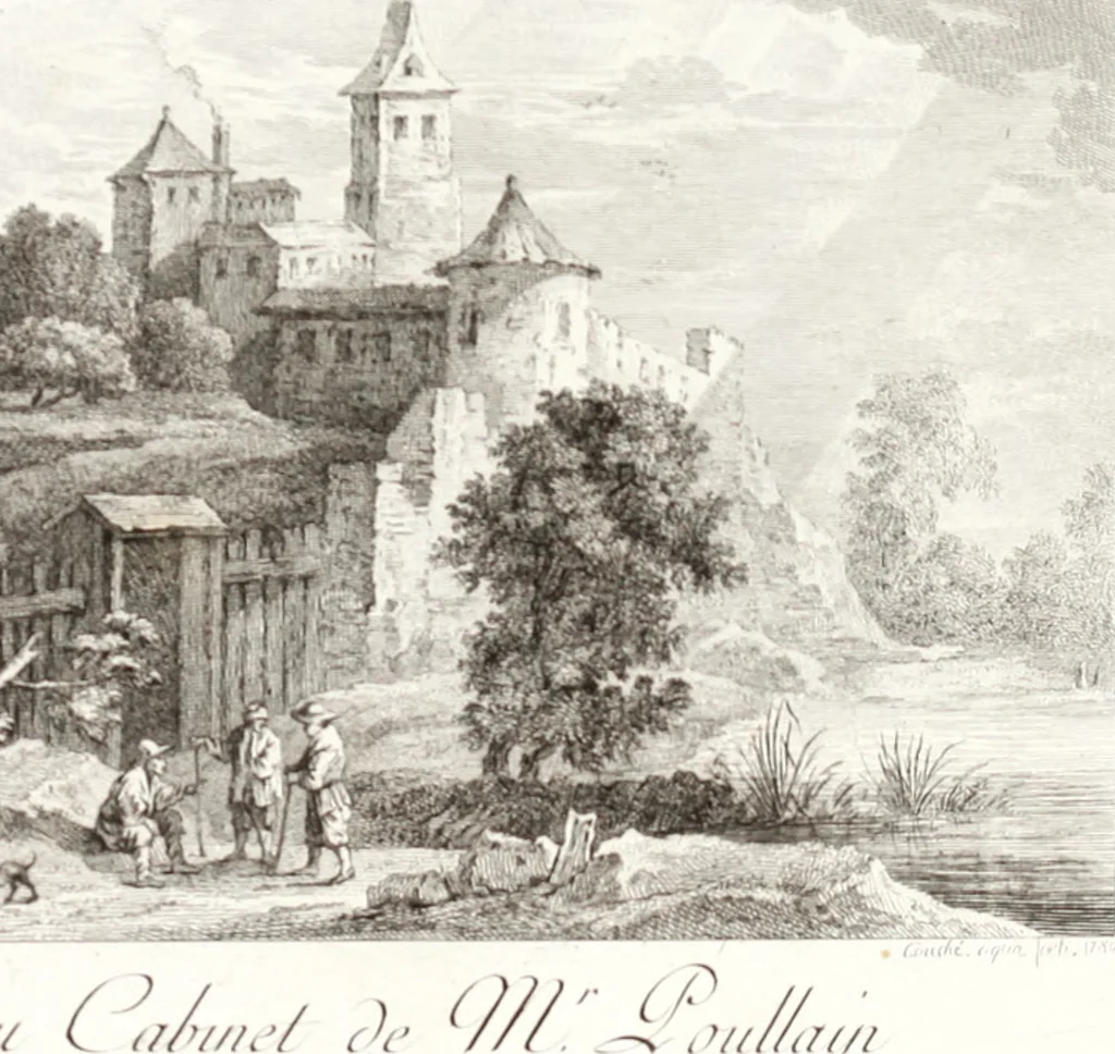 An illustration from Collection de cent-vingt estampes, gravée d'après les tableaux & dessins qui composoient le cabinet de m. Poullain ... précédée d'un abrégé historique de la vie des auteurs qui la composent ... Cette suite a été exécutée sous la direction du sieur Fr. Basan ... par de jeunes artistes des deux sexes, dont les talens se font connoître & accroissent de jour en jour. Le sr. Moitte ... en avoit fait les dessins, d'après les tableaux .., 1781, leaf 222