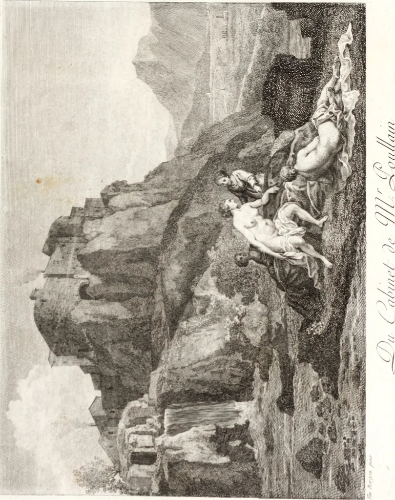An illustration from Collection de cent-vingt estampes, gravée d'après les tableaux & dessins qui composoient le cabinet de m. Poullain ... précédée d'un abrégé historique de la vie des auteurs qui la composent ... Cette suite a été exécutée sous la direction du sieur Fr. Basan ... par de jeunes artistes des deux sexes, dont les talens se font connoître & accroissent de jour en jour. Le sr. Moitte ... en avoit fait les dessins, d'après les tableaux .., 1781, leaf 230