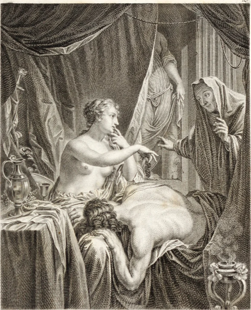 An illustration from Collection de cent-vingt estampes, gravée d'après les tableaux & dessins qui composoient le cabinet de m. Poullain ... précédée d'un abrégé historique de la vie des auteurs qui la composent ... Cette suite a été exécutée sous la direction du sieur Fr. Basan ... par de jeunes artistes des deux sexes, dont les talens se font connoître & accroissent de jour en jour. Le sr. Moitte ... en avoit fait les dessins, d'après les tableaux .., 1781, leaf 248
